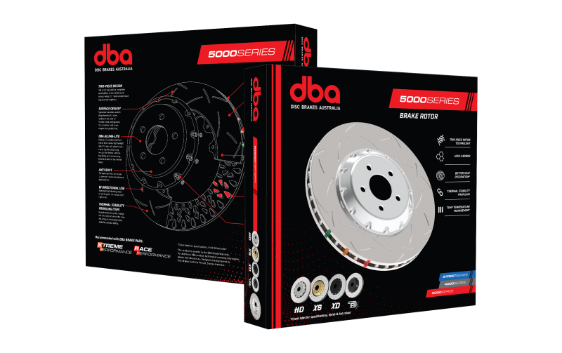 DBA 00-05 Mitsubishi Evo 5/6/7/8 / 06-08 Evo 9 Black Front Drilled & Slotted 5000 Series