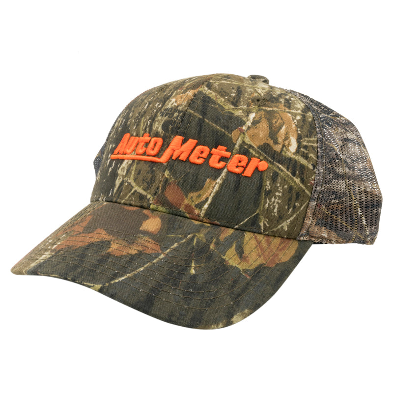 Autometer Hat Mesh Black w/ Velcro Hunting Camo Blaze Orange