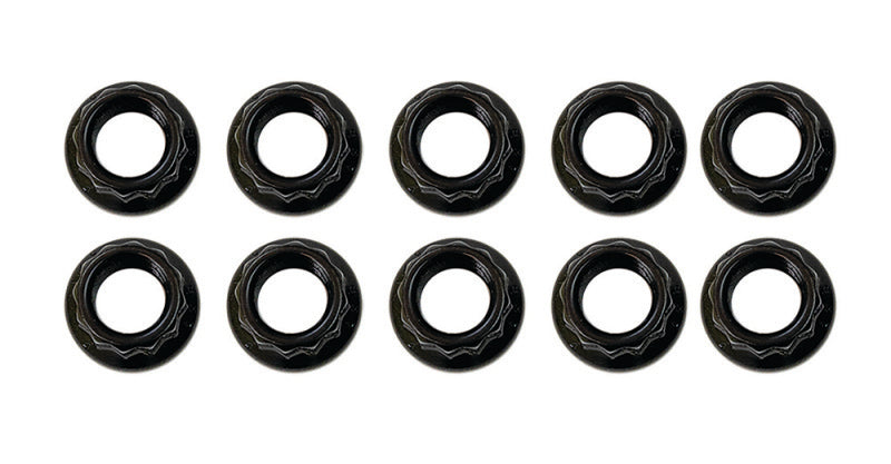 Moroso 5/16in-24 12 Point Black Oxide Flange Nut  - 10 Pack