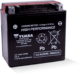 Yuasa YTX14H-BS High Performance AGM 12-Volt Battery w/Bottle - GTR Auto