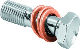 Twin Power Stainless Brake Fitting 3/8-24 Double Banjo Bolt