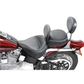 Mustang 84-06 Harley Standard Rear Tire Wide Touring Vintage Solo Seat w/Driver Backrest - Black - GTR Auto