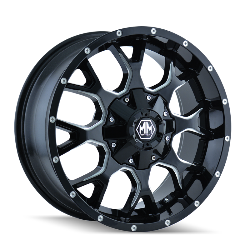 Mayhem 8015 Warrior 20x9 / 8x170 BP / 0mm Offset / 125.2mm Hub Gloss Black Milled Wheel