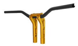 Performance Machine Phatbar H-Bar Assy, 9in Riser, 1-1/4in Bar, Int Wire, Gauge Mount - Gold Ops