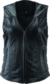 River Road Plains Leather Vest Black Womens - Medium