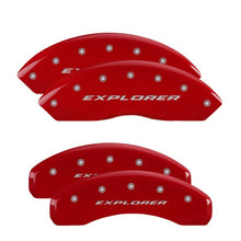 Load image into Gallery viewer, MGP 4 Caliper Covers Engraved 2012+ Ford Explorer Front and Rear - Red - Silver Characters