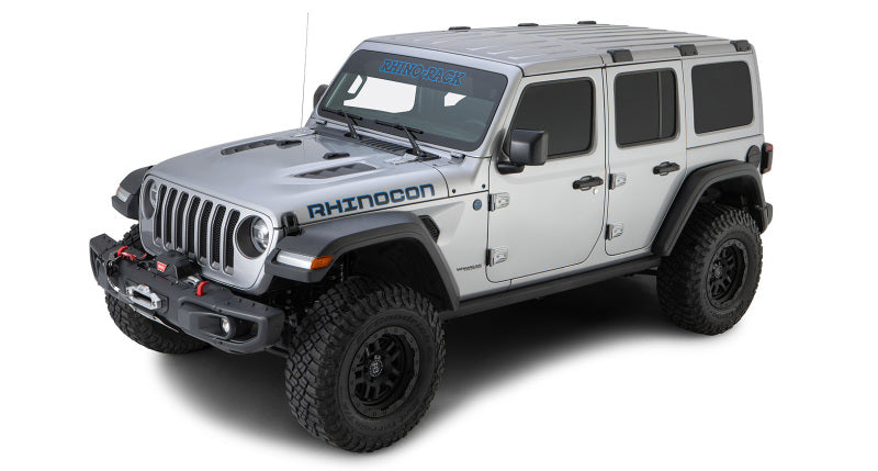 Rhino-Rack 18-21 Jeep Wrangler 4 Door SUV Heavy Duty RLT600 3 Bar Backbone Roof Rack - Silver