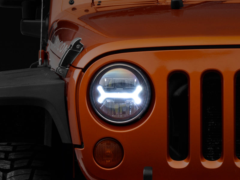 Raxiom 07-18 Jeep Wrangler JK LED Halo Headlights- Black Housing (Clear Lens)