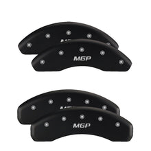 Load image into Gallery viewer, MGP 4 Caliper Covers Engraved Front &amp; Rear MOPAR Black finish silver ch