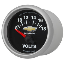 Load image into Gallery viewer, AutoMeter Gauge Voltmeter 2-1/16in. 18V Electric Chevy Gold Bowtie