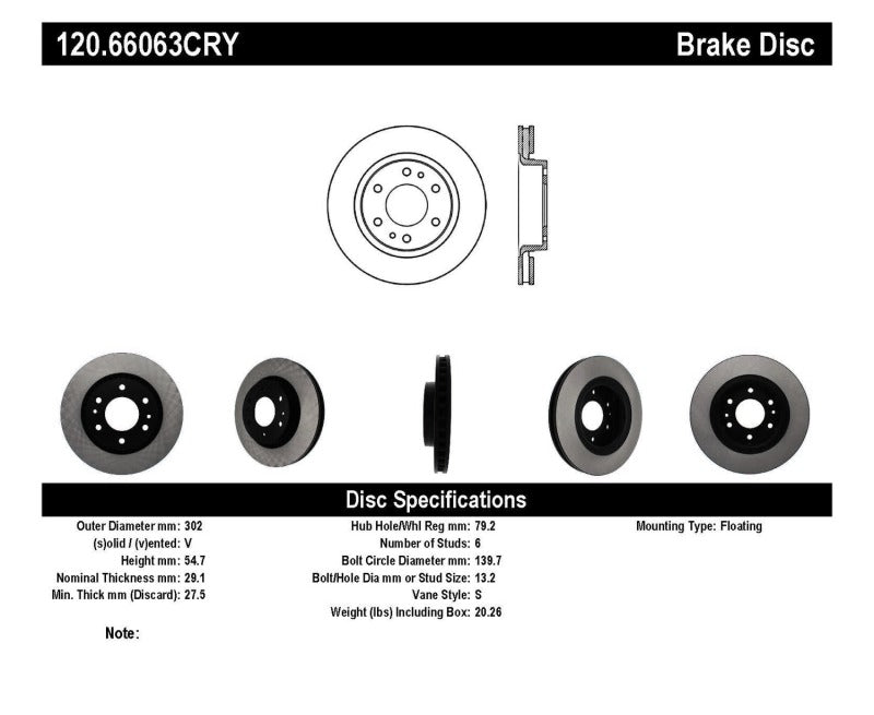 Stoptech 06-09 Chevrolet Trailblazer / GMC Envoy Front Premium Cryostop Brake Rotor