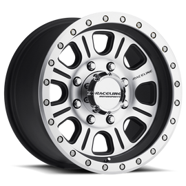 Raceline 928M Monster 17x9in / 6x139.7 BP / 0mm Offset / 107.95mm Bore - Black & Machined Wheel