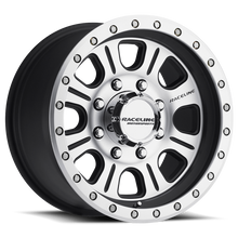 Load image into Gallery viewer, Raceline 928M Monster 17x9in / 6x139.7 BP / -12mm Offset / 107.95mm Bore - Black &amp; Machined Wheel