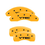 MGP 4 Caliper Covers Engraved Front & Rear Vtech Yellow Finish Black Char 2005 Honda Civic