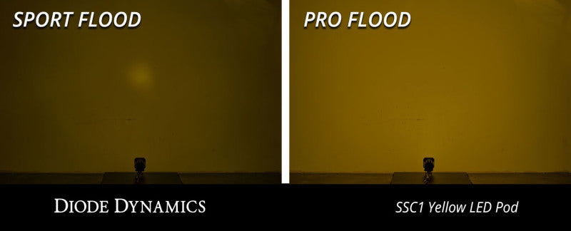 Diode Dynamics Stage Series C1 LED Pod Sport - Yellow Flood Flush ABL Each - GTR Auto