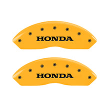 Load image into Gallery viewer, MGP 4 Caliper Covers Engraved Front Honda Rear H Logo Yellow Finish Black Char 2004 Honda Pilot