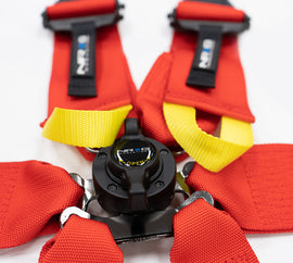 NRG FIA 6pt 2in. Shoulder Belt for HANS Device/ Rotary Cam Lock Buckle/ 3in. Waist Belt - Red - GTR Auto