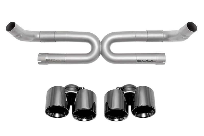 SOUL 17-19 Porsche 991.2 Carrera (non-PSE) Perf. Exhaust w/o Drone Tubes - Base - Black ChromeTips
