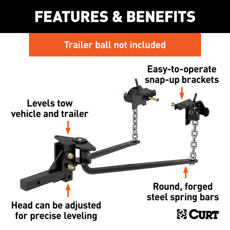 Curt MV Round Bar Weight Distribution Hitch (8000-10000lbs 31-3/16in Bars)