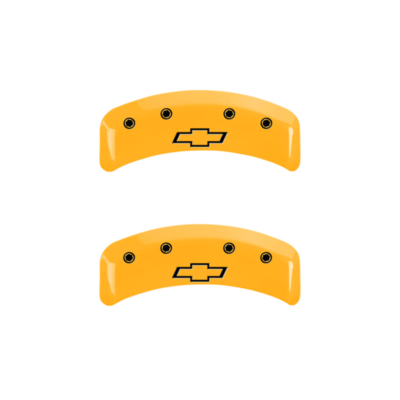 MGP 4 Caliper Covers Engraved Front & Rear Bowtie Yellow Finish Black Char 1997 Chevrolet Camaro