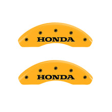 Load image into Gallery viewer, MGP Front set 2 Caliper Covers Engraved Front Honda Yellow finish black ch