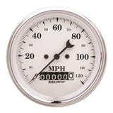 AutoMeter Gauge Speedo. 3-3/8in. 120MPH Elec. Prog. W/ Wheel Odo Old Tyme White