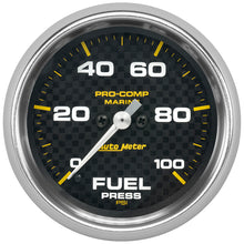 Load image into Gallery viewer, Autometer Marine Carbon Fiber 2-5/8in 100 PSI Digital Stepper Motor Fuel Pressure Gauge