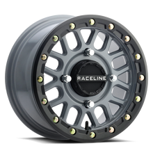 Load image into Gallery viewer, Raceline A93SG Podium 14x7in/4x137 BP/10mm Offset/110.18mm Bore - Grey &amp; Black Ring Beadlock Wheel