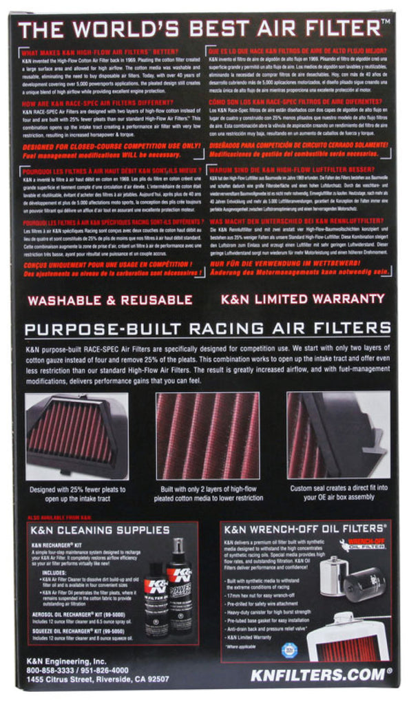 K&N 10-11 BMW S1000RR 990 Race Specific Air Filter