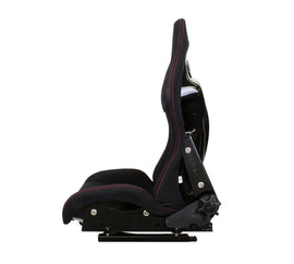 NRG FRP Bucket Seat - Reclinable (Black Cloth w/Red Stitching)