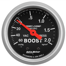 Load image into Gallery viewer, Autometer Sport-Comp 52mm 60 cm/Hg-2.0 Kg/Cm2 Mechanical Boost Gauge