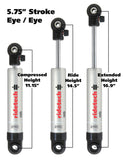 Ridetech HQ Series Shock Absorber Single Adjustable 5.75in Stroke Eye/Eye Mounting 11.15in x 16.9in