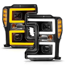 Load image into Gallery viewer, ANZO 17-19 Ford F-250/350/450 SD (w/o Factory LED) LED Proj Headlights w/Light Bar Switchback Blk
