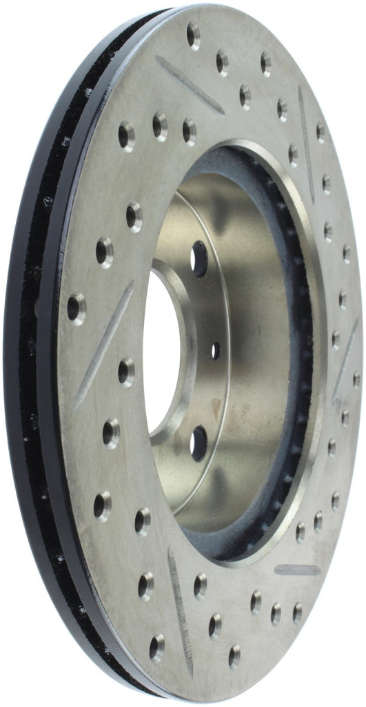 StopTech 90-91 Honda CRX HF 1.5L / 00-06 Honda Insight MIT/CVT Slotted & Drilled Right Front Rotor
