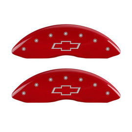 MGP Front set 2 Caliper Covers Engraved Front Bowtie Red finish silver ch