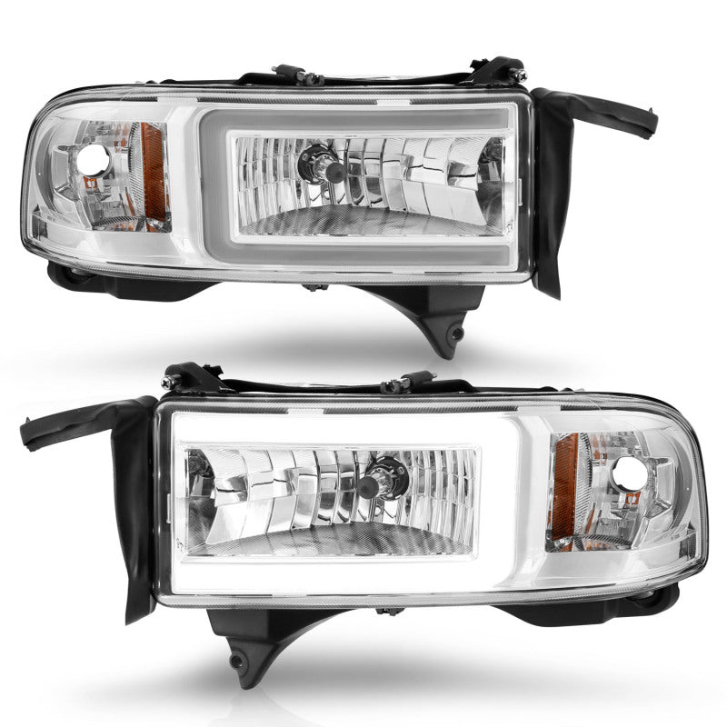 ANZO 94-02 Dodge RAM Crystal Headlight - w/ Light Bar Chrome Housing