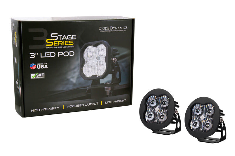 Diode Dynamics SS3 LED Pod Sport - White SAE Driving Round (Pair)