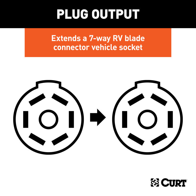 Curt 7-Way RV Blade Electrical Adapter w/Backup Alarm (Packaged)