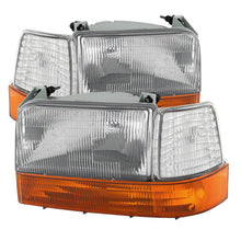 Load image into Gallery viewer, xTune Ford F150/Bronco 92-96 Headlights w/Corner Bumper 6pcs Amber- Clear HD-JH-FB92-SET-OEAM-C