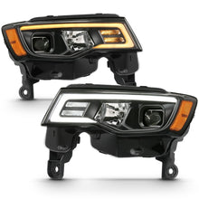 Load image into Gallery viewer, ANZO 2017-2018 Jeep Grand Cherokee Projector Headlights w/ Plank Style Switchback - Chrome w/ Amber