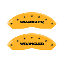 Load image into Gallery viewer, MGP 4 Caliper Covers Engraved Front &amp; Rear WRANGLER Yellow finish black ch