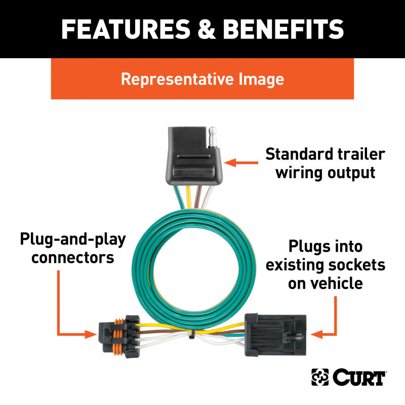 Curt 11-19 Ford Explorer Custom Wiring Harness (4-Way Flat Output)