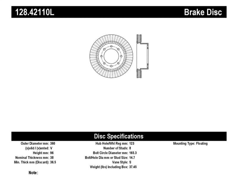 StopTech Drilled Sport Brake Rotor