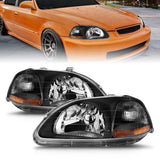 ANZO 1996-1998 Honda Civic Crystal Headlights Black