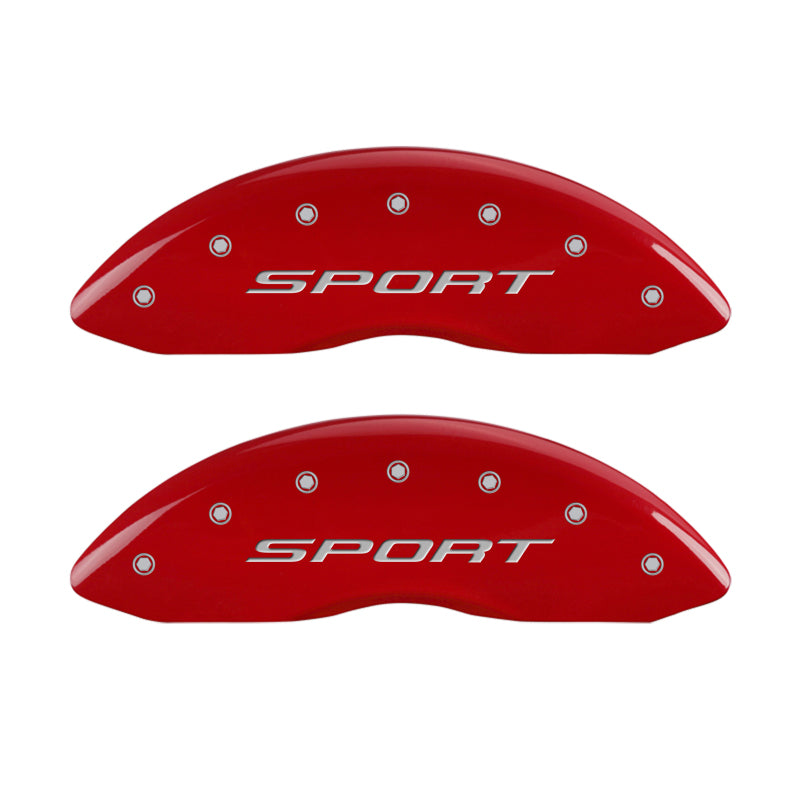 MGP 4 Caliper Covers Engraved front & Rear 2015/Sport Red finish silver ch