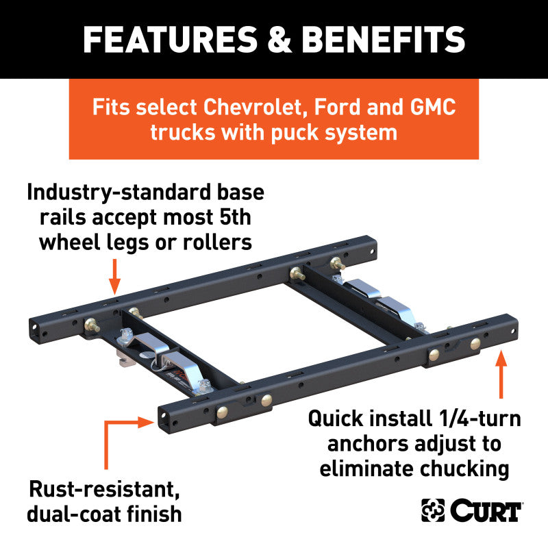 Curt OEM Puck System 5th Wheel Adapter w/ Standard Rails for GM