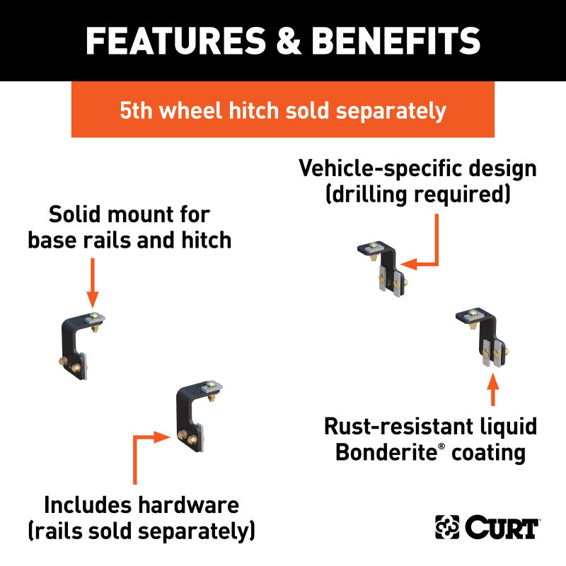 Curt 07-11 Ford F-150 Semi-Custom 5th Wheel Brackets