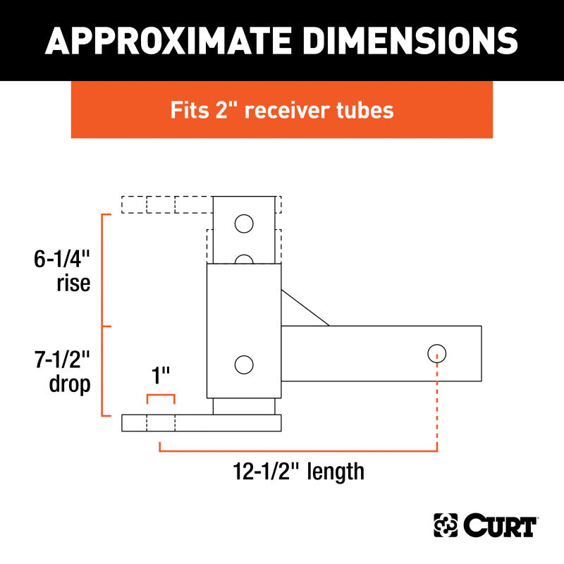 Curt Adjustable Ball Mount (2in Shank 1in Ball Hole)