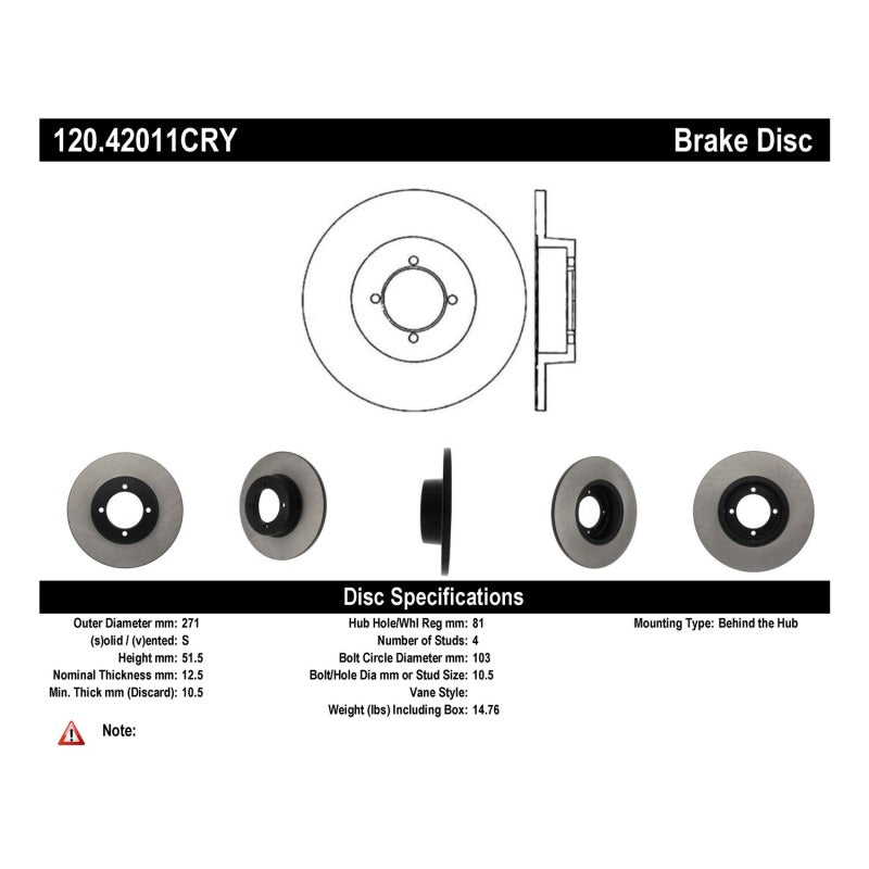 Stoptech 70-73 Nissan 240Z Performance Front Cryo Brake Rotor