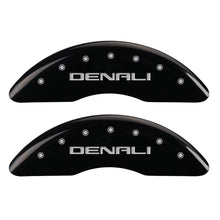 Load image into Gallery viewer, MGP 4 Caliper Covers Engraved Front &amp; Rear Denali Black finish silver ch